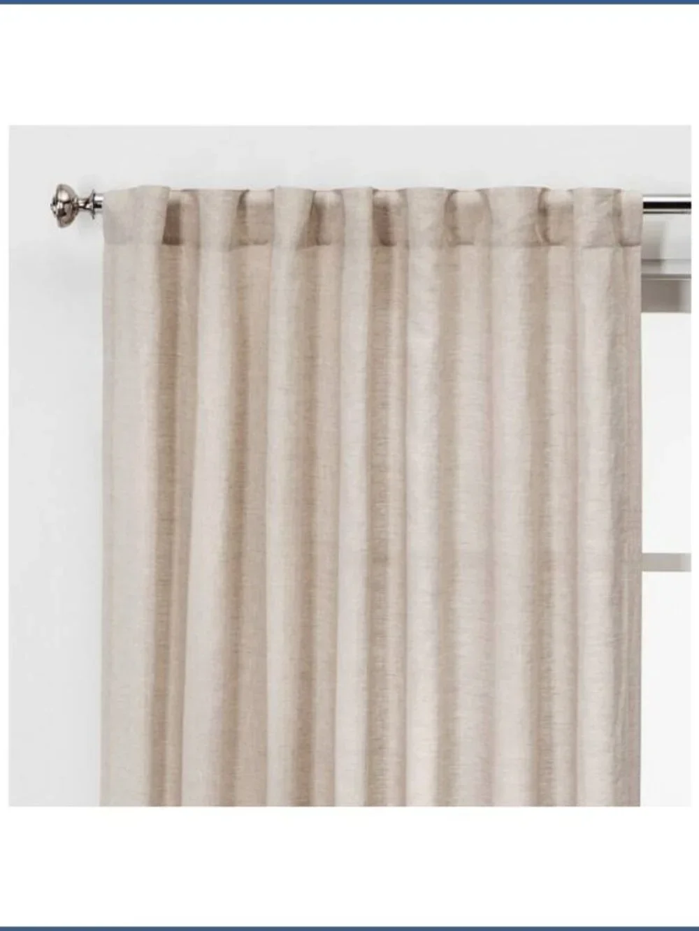 Threshold ALL LINEN Light Filtering Curtain Panel Natural Beige Flax 95” Fabric